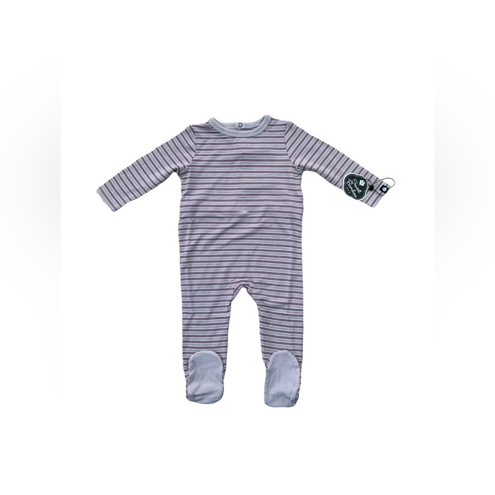 Sweet Bamboo NWT Size 3-6 Months Purple Striped Footed Coverall Pajama Romper